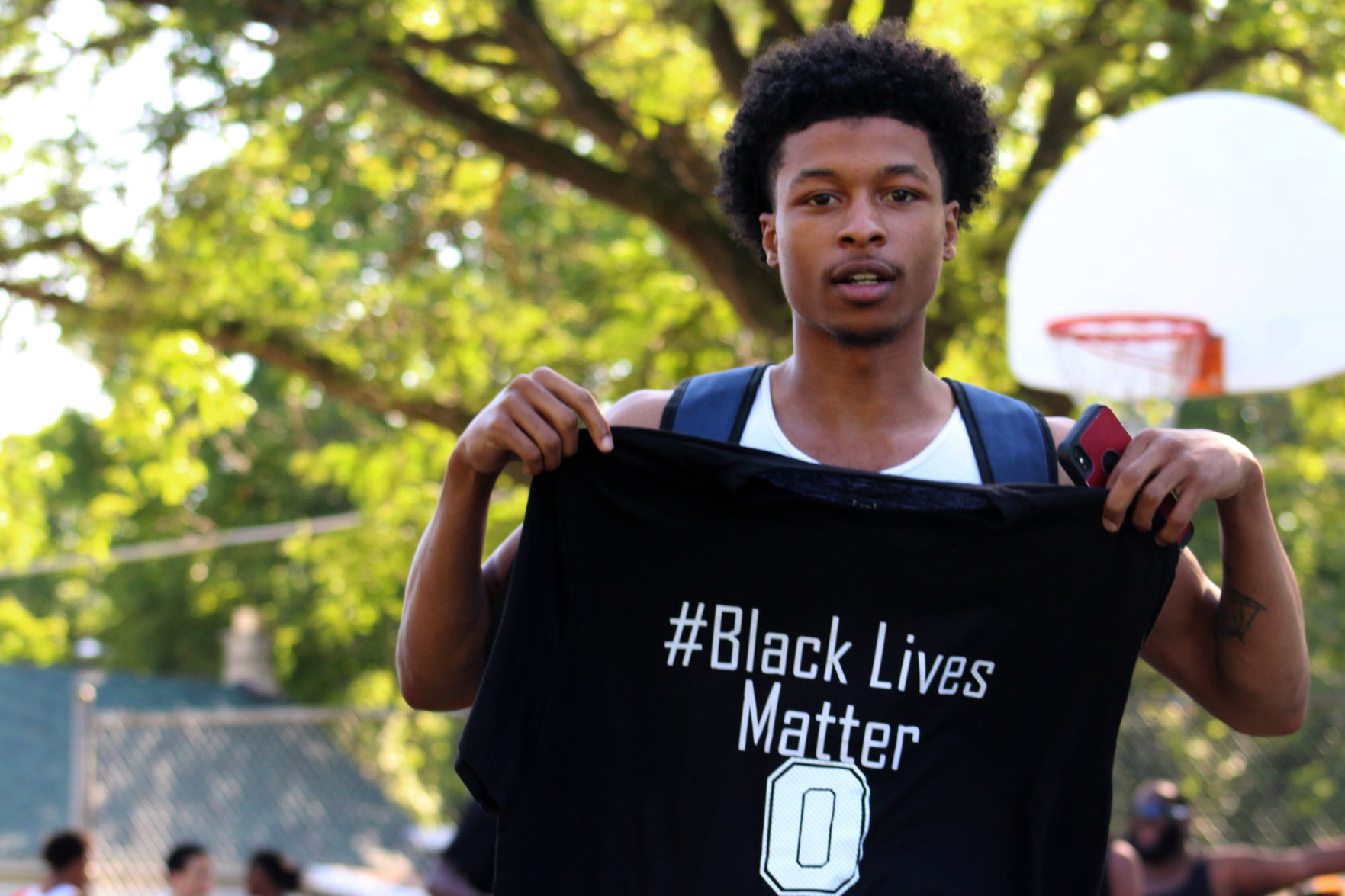 Showing off the #BlackLivesMatter shirt